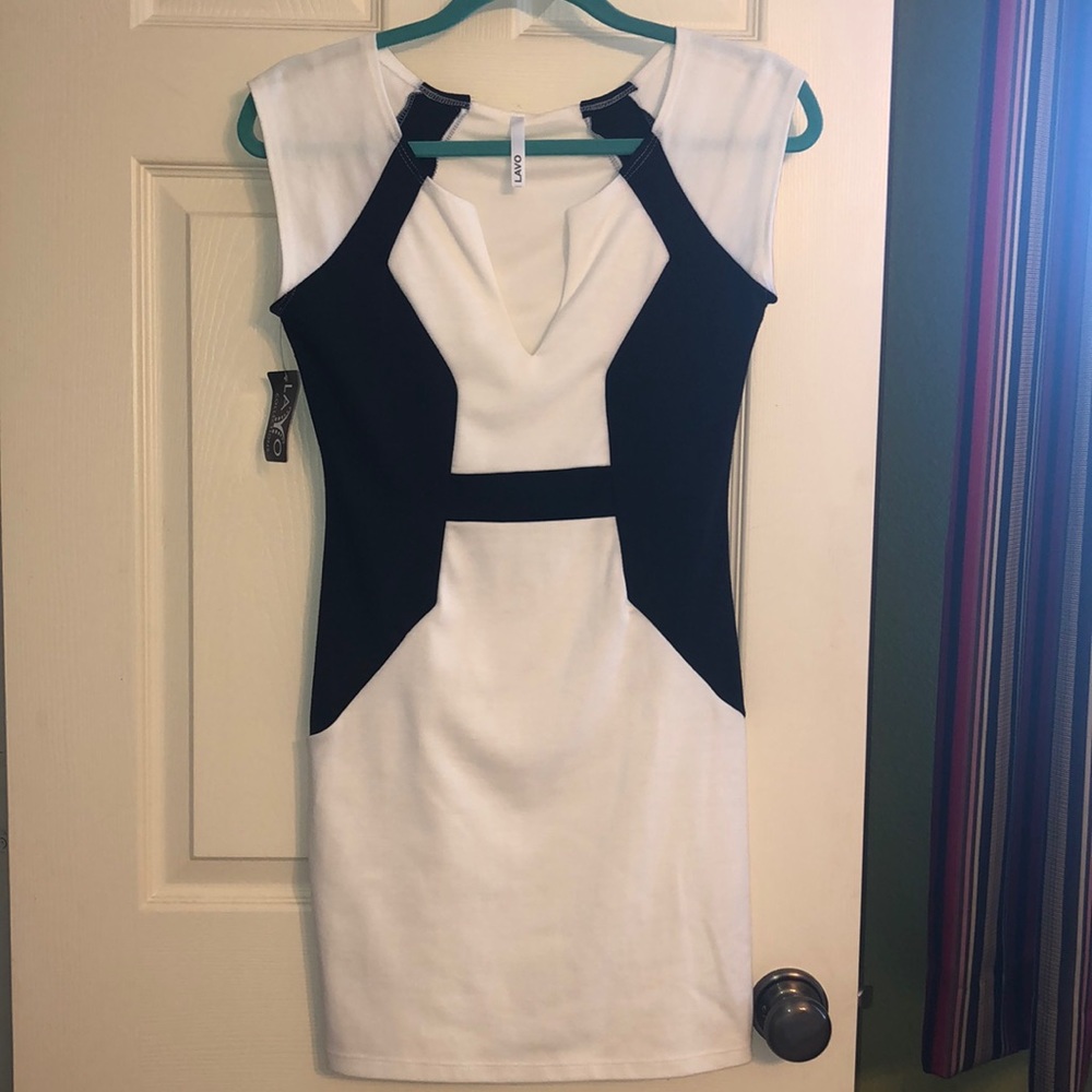 Lavo Black & White Fitted Dress